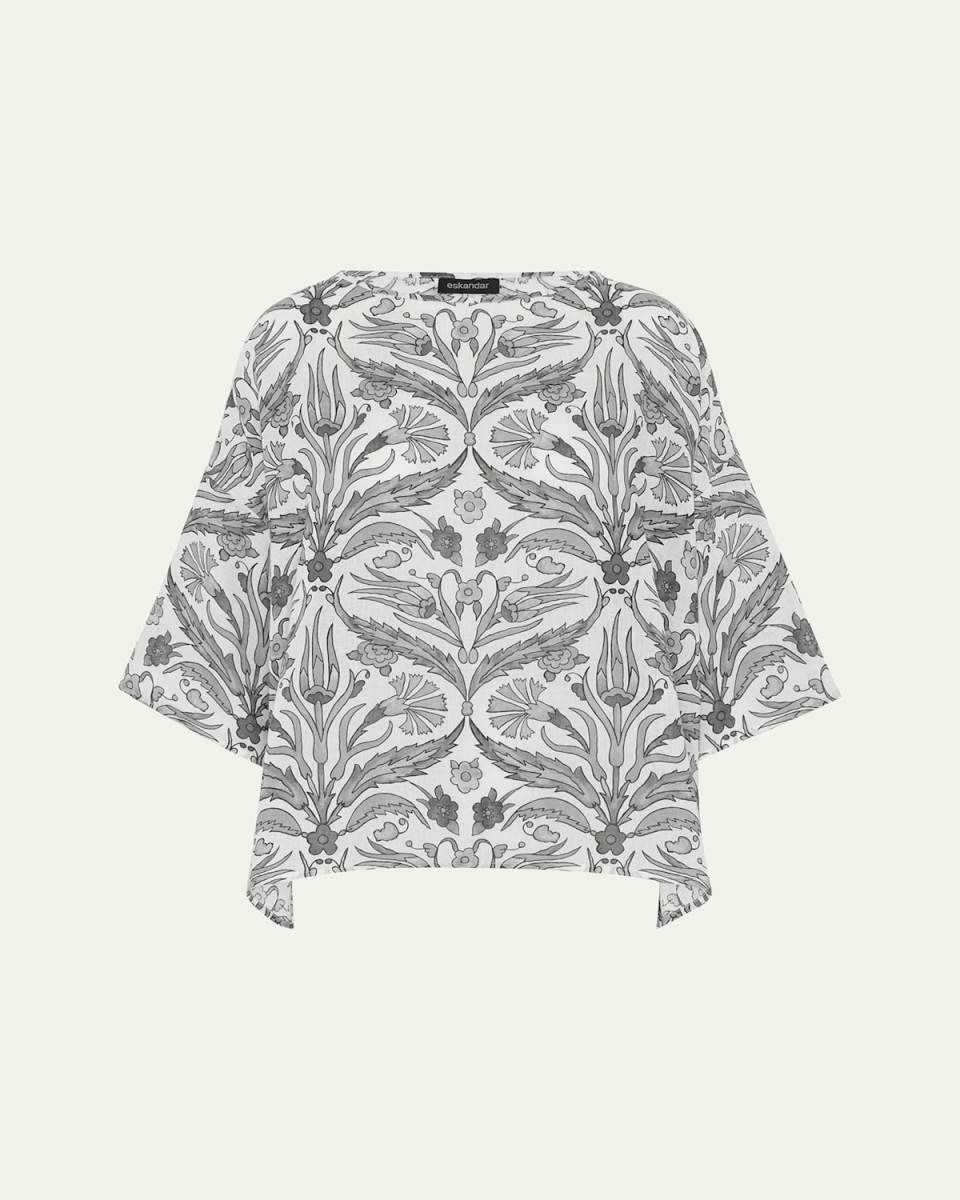 Sloped Shoulder Wide A-Line Scoop Neck Top (Mid Length)